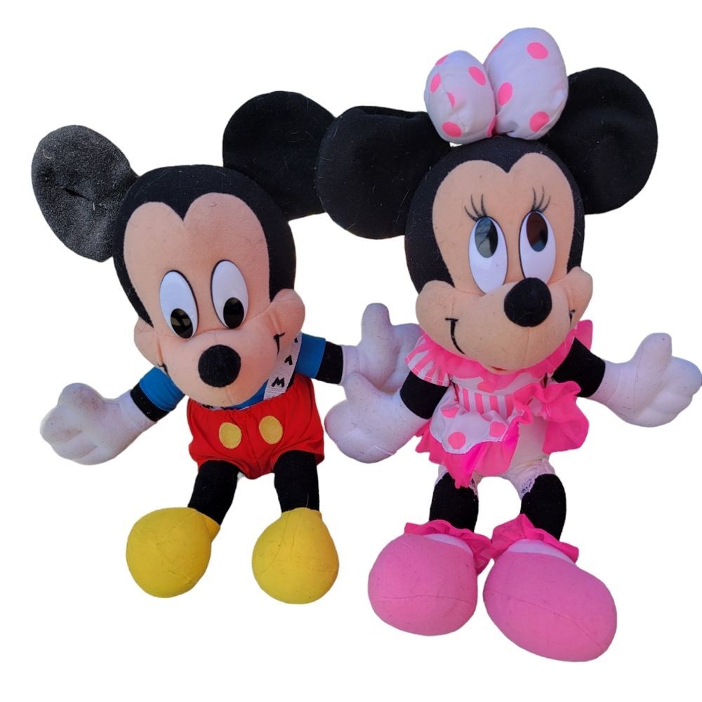 Vintage 90's Mickey And Minnie Mouse From Disneyland Plush Toy 12" Tall Arco